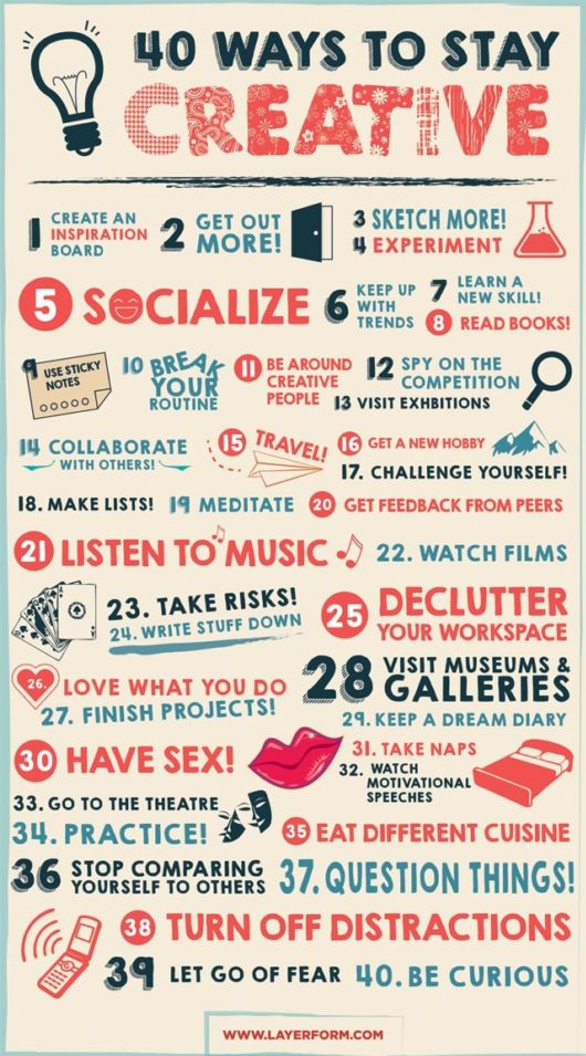 40 Ways To Stay Creative | Funzug.com